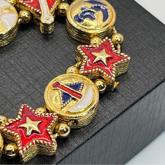 S.P. VTG Enamel Golden Nautical Slide Bracelet 7.25" - Picture 4 of 8